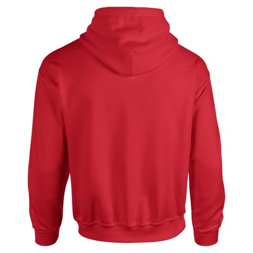 Felpa rossa in misto cotone con cappuccio e tasca a marsupio.