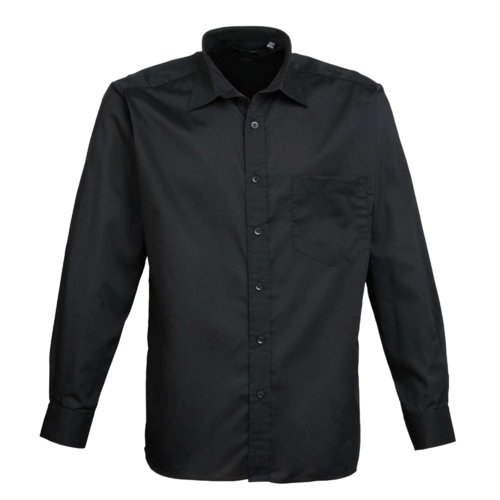 Camicia nera in popeline di poliestere e cotone da uomo.