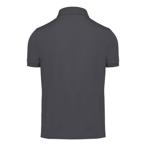 Polo in cotone grigio scuro con abbottonatura corta.