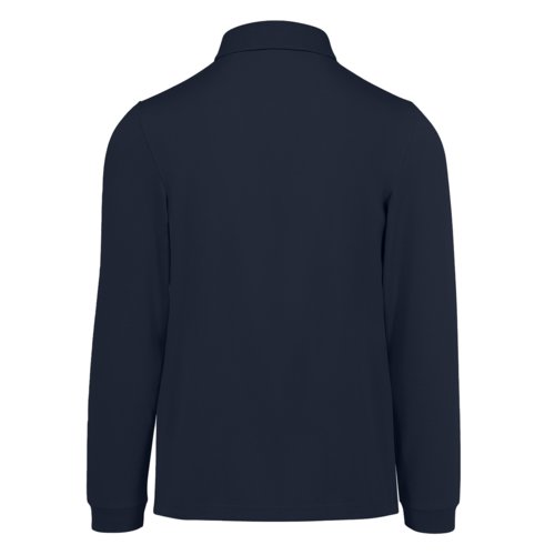 Polo in cotone blu navy a maniche lunghe da uomo.