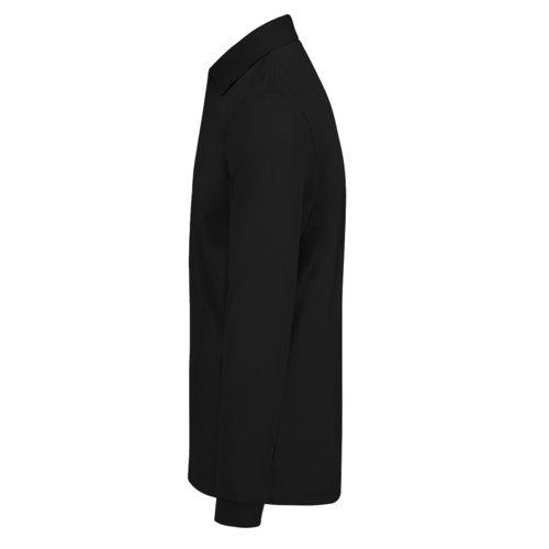 Polo nera in cotone a maniche lunghe da uomo.