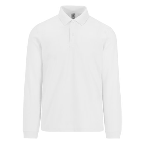 Polo bianco in cotone a maniche lunghe da uomo.