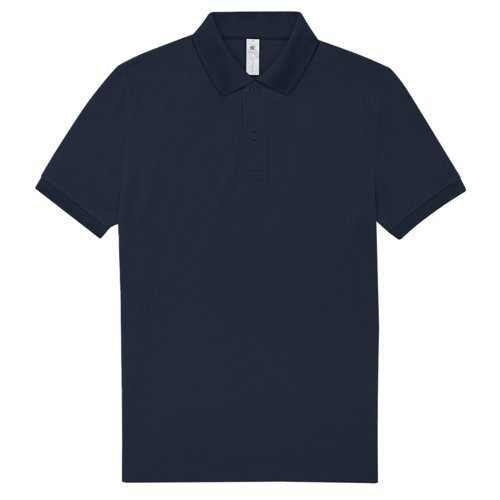 Polo in cotone blu navy da uomo con abbottonatura corta.