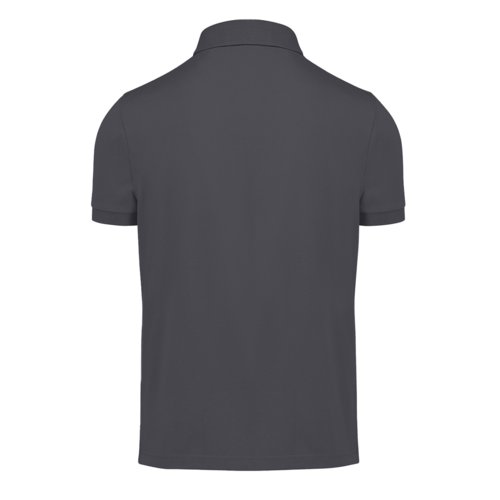 Polo in cotone grigio scuro da uomo con maniche corte.