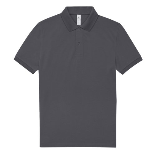 Polo in cotone grigio scuro da uomo con maniche corte.