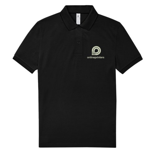 Polo in cotone nero da uomo con abbottonatura corta.