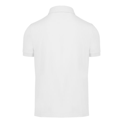 Polo bianco in cotone da uomo con abbottonatura corta.