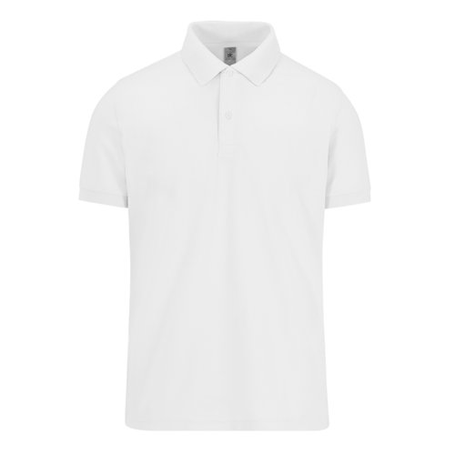 Polo bianco in cotone da uomo con abbottonatura corta.