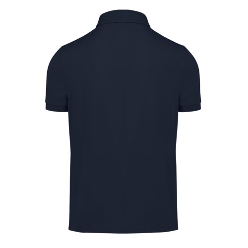 Polo blu navy in misto cotone-poliestere a maniche corte.