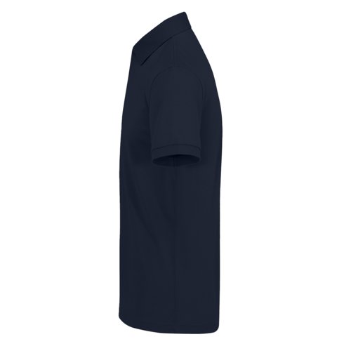 Polo blu navy in misto cotone-poliestere riciclato con colletto.