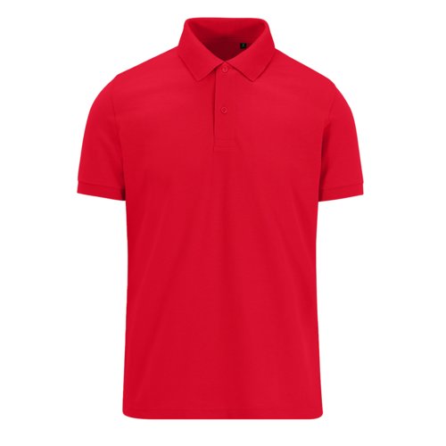 Polo rosso in poliestere riciclato e cotone da uomo.