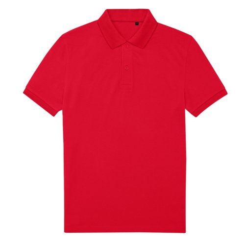 Polo rossa in poliestere riciclato e cotone da uomo.