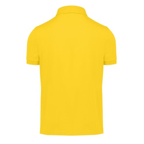 Polo giallo in poliestere riciclato e cotone da uomo.