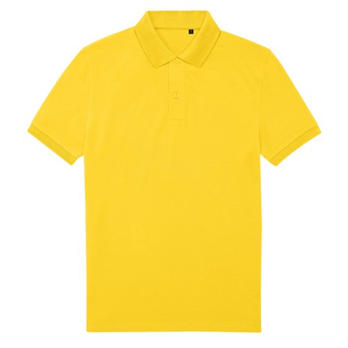 Polo giallo in poliestere riciclato e cotone a maniche corte.
