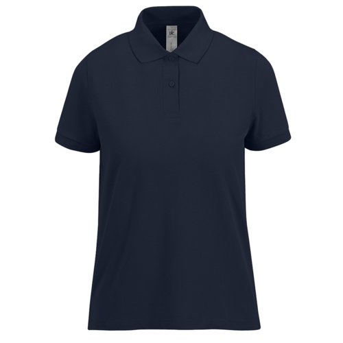 Polo in cotone blu navy da donna con maniche corte.