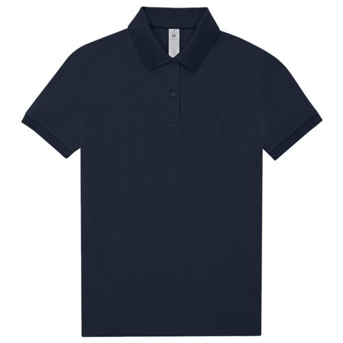 Polo in cotone blu navy da donna con abbottonatura corta.