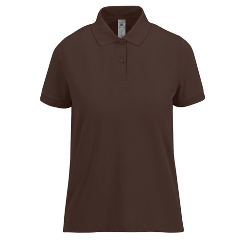Polo da donna in cotone marrone scuro a maniche corte.