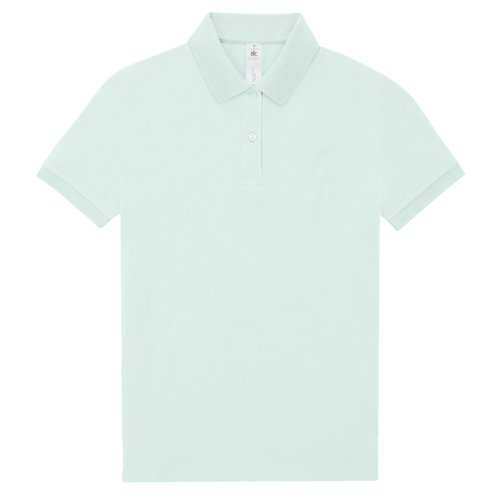 Polo in cotone verde menta con abbottonatura corta.