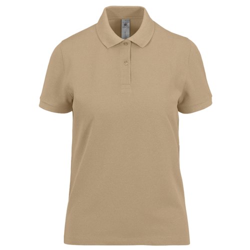 Polo marrone in cotone da donna con abbottonatura corta.