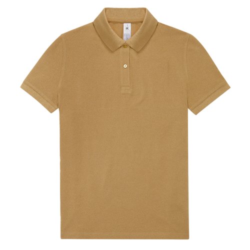 Polo marrone in cotone da donna con abbottonatura corta.