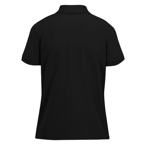 Polo da donna nera in cotone con maniche corte.