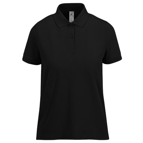 Polo nera da donna in cotone a maniche corte.