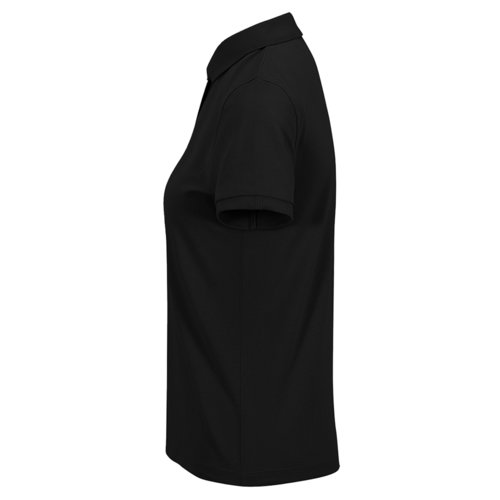 Polo nero in cotone da donna con abbottonatura corta.