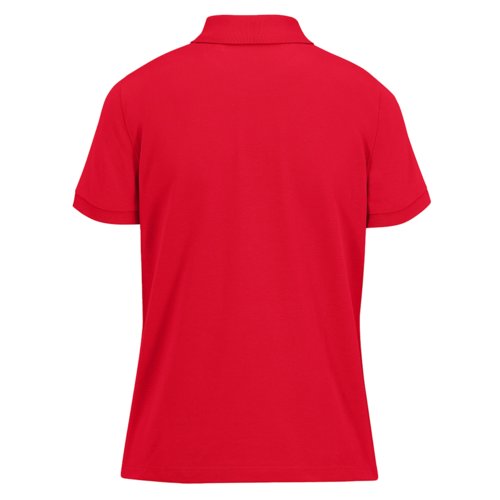 Polo da donna rossa in cotone con maniche corte.