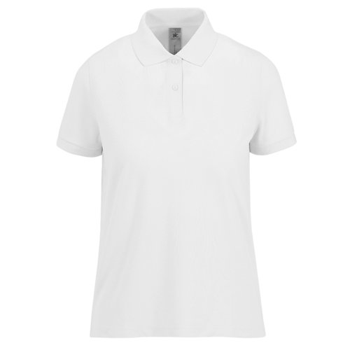 Polo bianco in cotone da donna con abbottonatura corta.