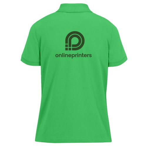 Polo da donna in cotone verde con abbottonatura corta.