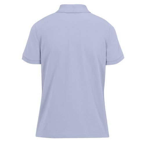 Polo da donna viola in cotone con maniche corte.