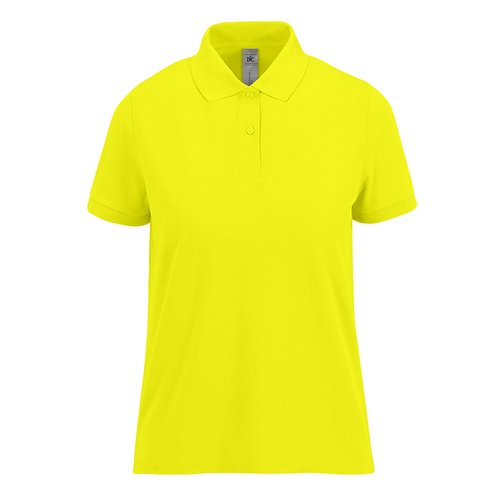 Polo in cotone verde mela da donna con maniche corte e abbottonatura.