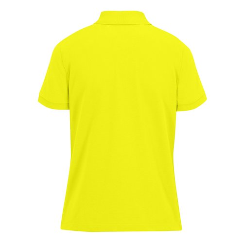 Polo da donna in cotone verde mela con abbottonatura corta.