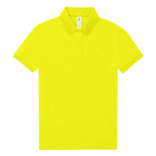 Polo in cotone verde mela da donna con abbottonatura corta.