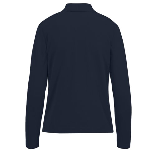 Polo da donna in cotone blu navy con maniche lunghe.