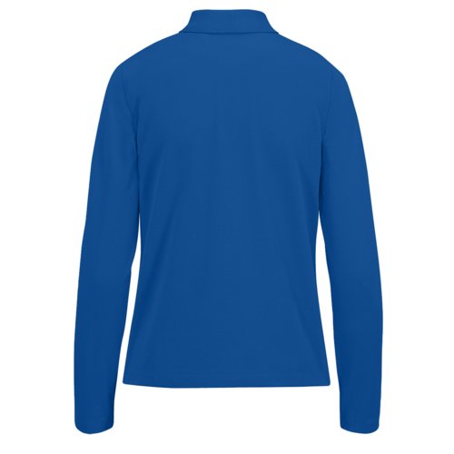 Polo in cotone blu reale da donna a maniche lunghe.