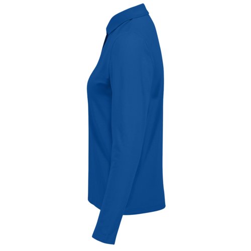 Polo a maniche lunghe in cotone blu royal da donna.