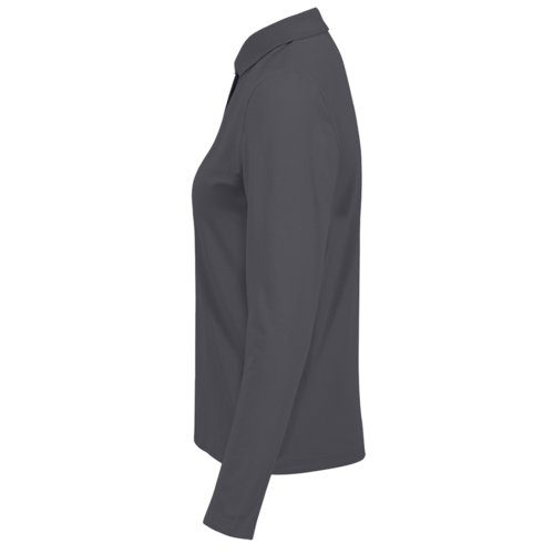 Polo in cotone grigio scuro a maniche lunghe da donna.