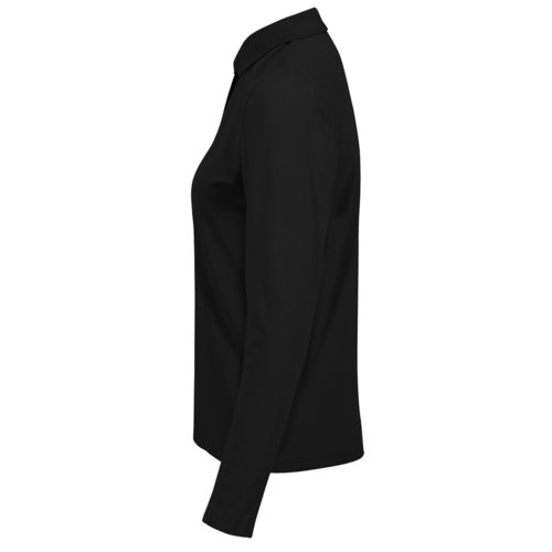 Polo nero in cotone da donna a maniche lunghe.
