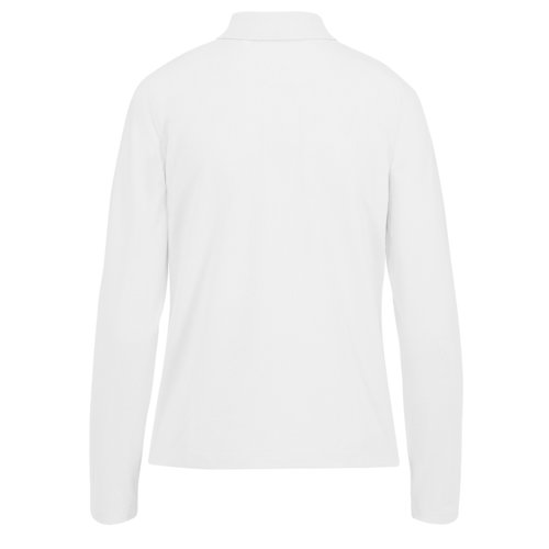 Polo bianco in cotone a maniche lunghe da donna.