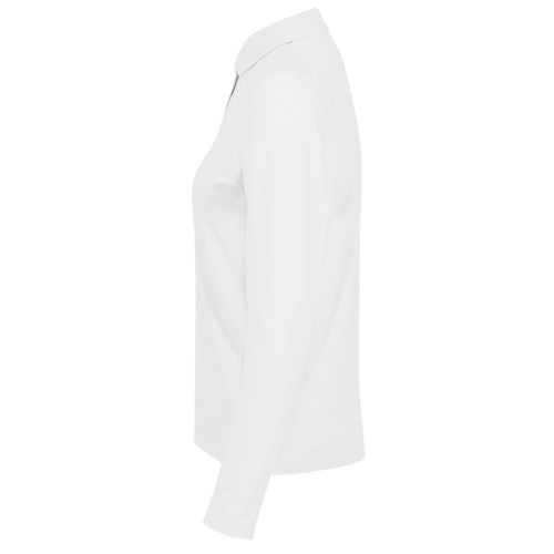 Polo bianco in cotone a maniche lunghe da donna.