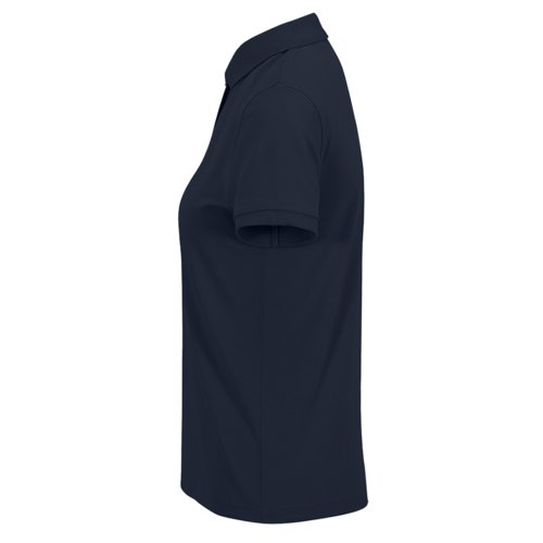 Polo da donna blu navy in misto cotone a maniche corte.