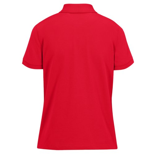 Polo rosso in poliestere riciclato e cotone da donna.