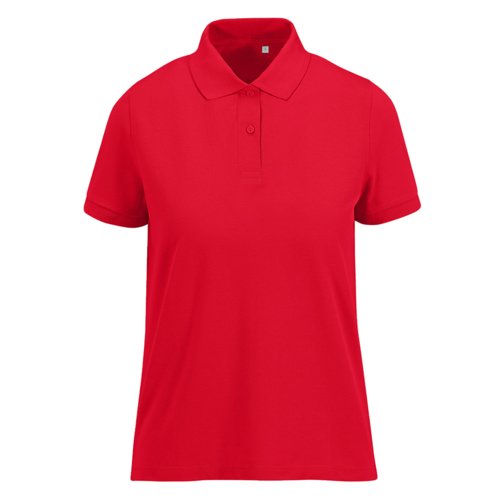 Polo da donna rosso in misto cotone-poliestere riciclato.