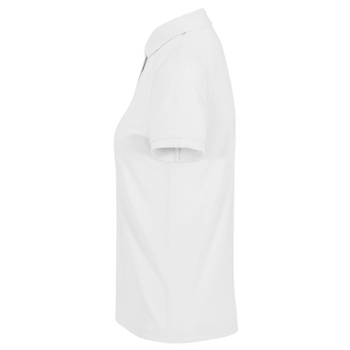 Polo bianca in misto cotone-poliestere riciclato da donna.