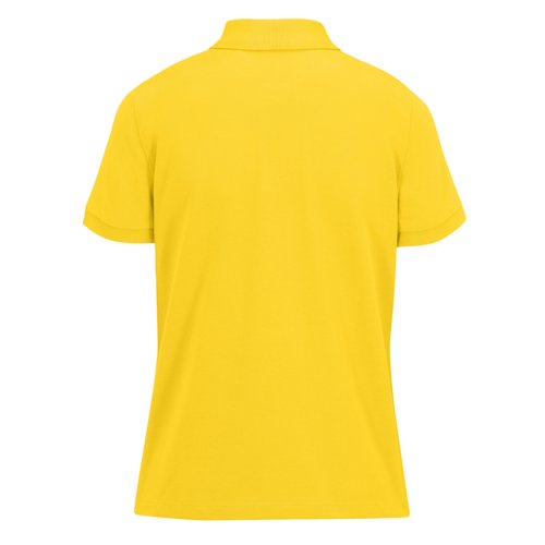 Polo giallo da donna in poliestere riciclato e cotone a maniche corte.