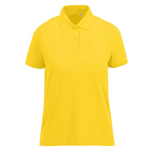 Polo giallo da donna in poliestere riciclato e cotone.