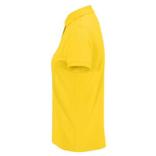 Polo giallo in misto cotone-poliestere riciclato da donna.