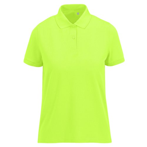 Polo da donna verde mela in poliestere riciclato e cotone con abbottonatura corta.