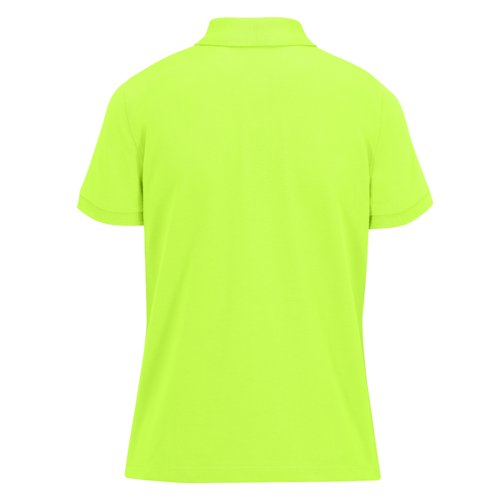 Polo da donna verde mela in poliestere riciclato e cotone a maniche corte.